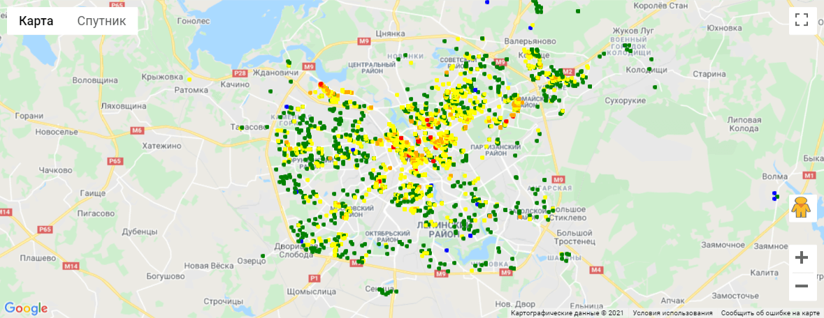 gmaps map with dots